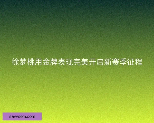 徐梦桃用金牌表现完美开启新赛季征程